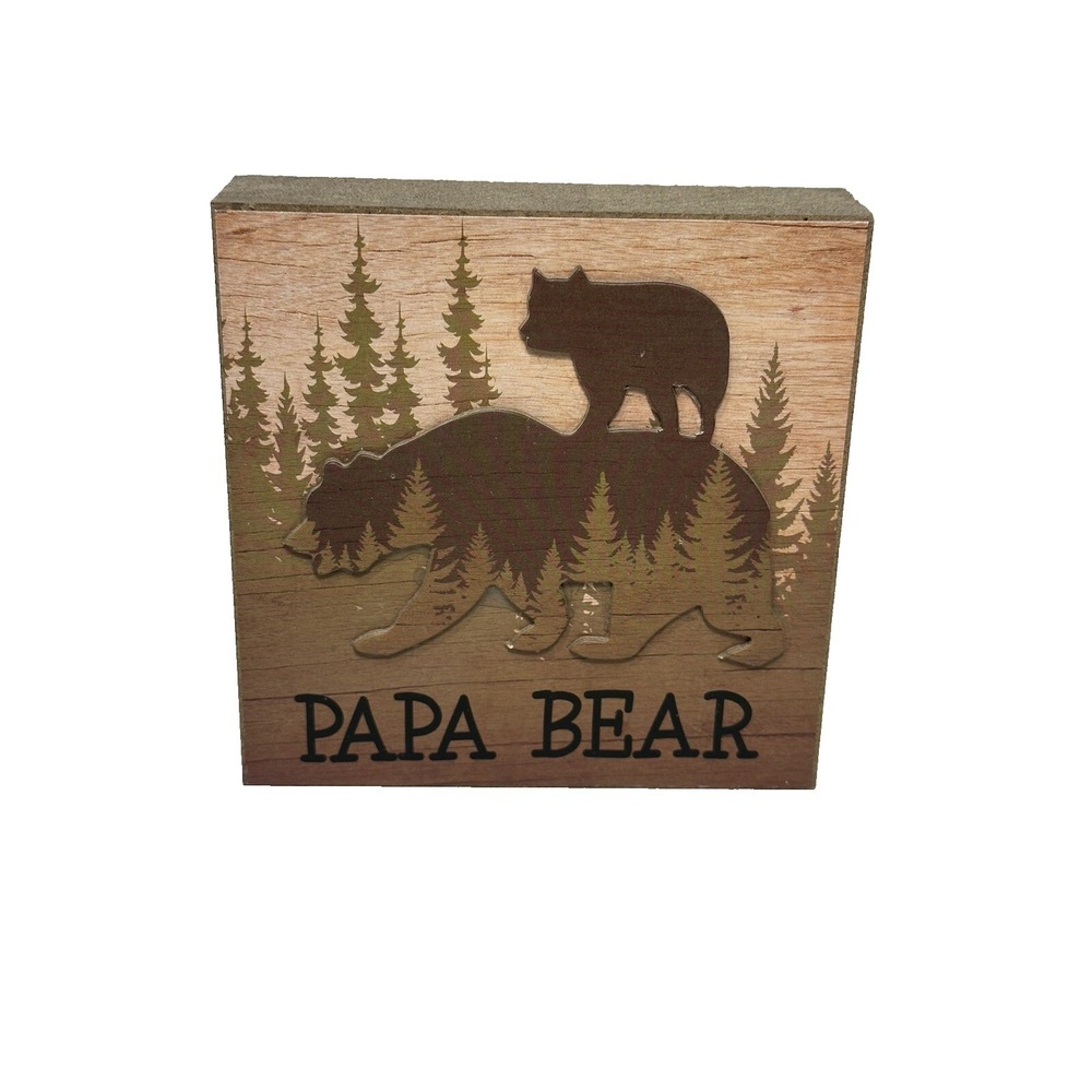 NEW papa‎ bear home decor wood block